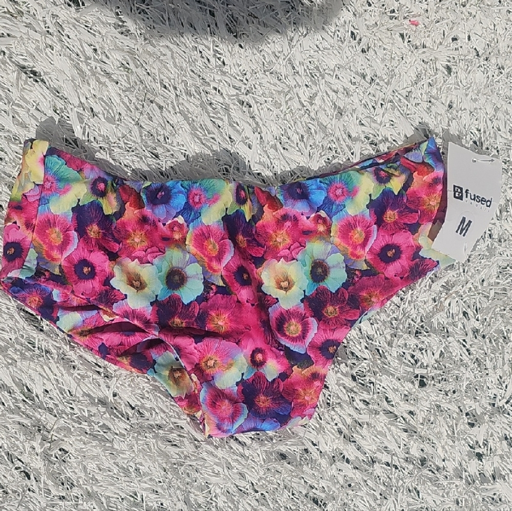 Pink and Blue Floral Swim Bikini Bottoms